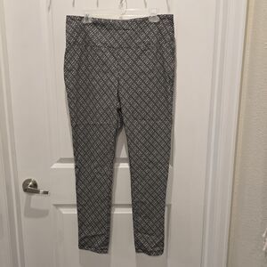 Hybrid & Company Geometric Black White Stretch Pull-On Skinny Pants Size XL USA
